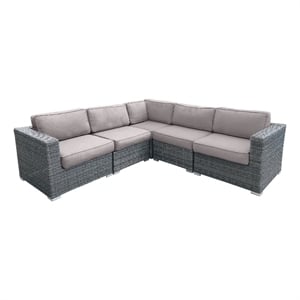 Living Source International 5-Piece Wicker / Rattan Seating Group in Gray/Taupe