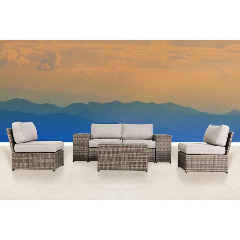 Living Source International 7-Piece Wicker/Rattan Sectional Set in Gray