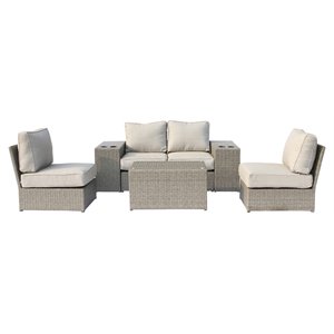 Living Source International 7-Piece Outdoor Seating Set with Cushion in Gray