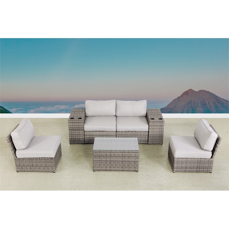 Living Source International 7-Piece Wicker Outdoor Set in Gray