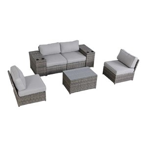 Living Source International 7-Piece Wicker Outdoor Set in Gray