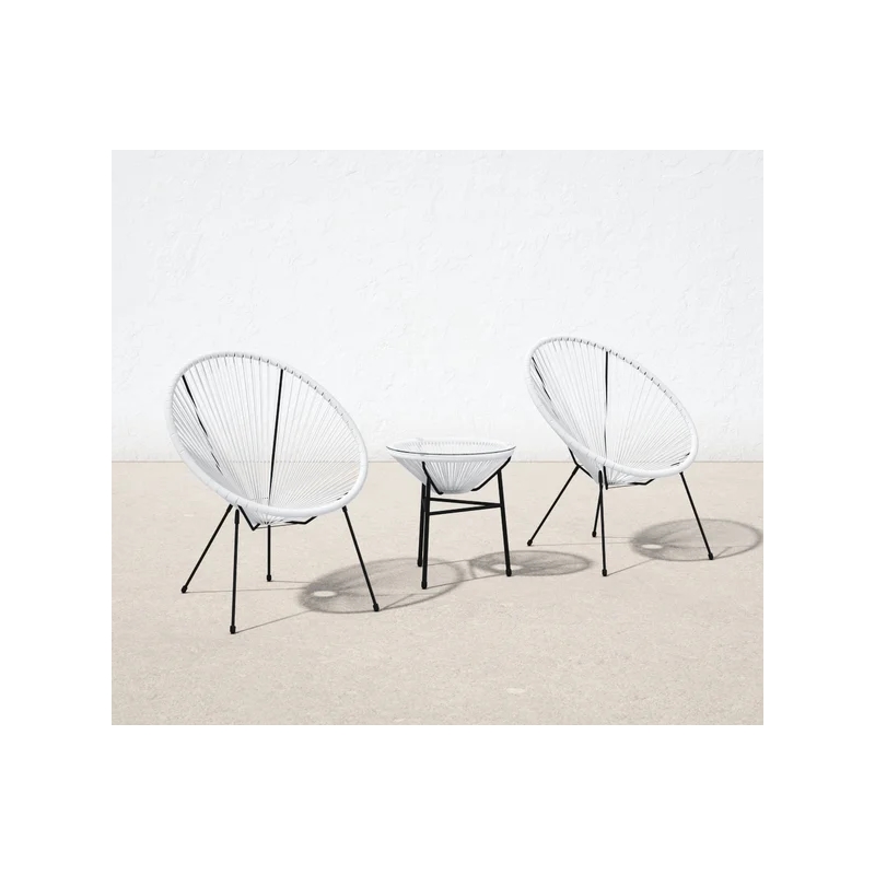 Living Source International 3-Piece Metal and Wicker Seating Group in Turquoise