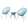 Living Source International 3-Piece Metal and Wicker Seating Group in Turquoise