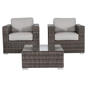 Living Source International 3-Piece Wicker Conner Seating Group in Espresso