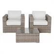Living Source Double Club Wicker / Rattan Sectional Set w/ Cushion in Gray/Beige