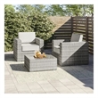 Living Source Double Club Wicker / Rattan Sectional Set w/ Cushion in Gray/Beige