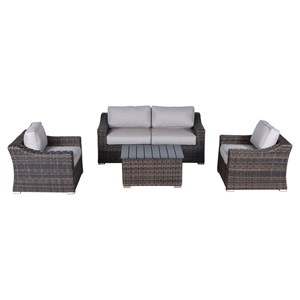 Living Source International 4 Person Seating Group in Espresso/Gray