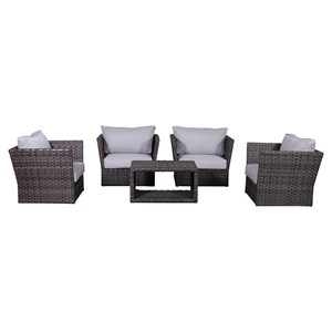 Living Source International 5-Piece Sofa Seating Group with Cushions in Espresso