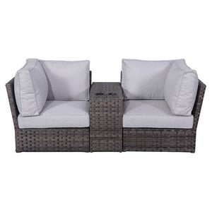 Living Source International Outdoor Wicker Loveseat with Cushions in Espresso