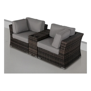 Living Source International 3-Piece Wicker / Rattan Seating Group in Espresso