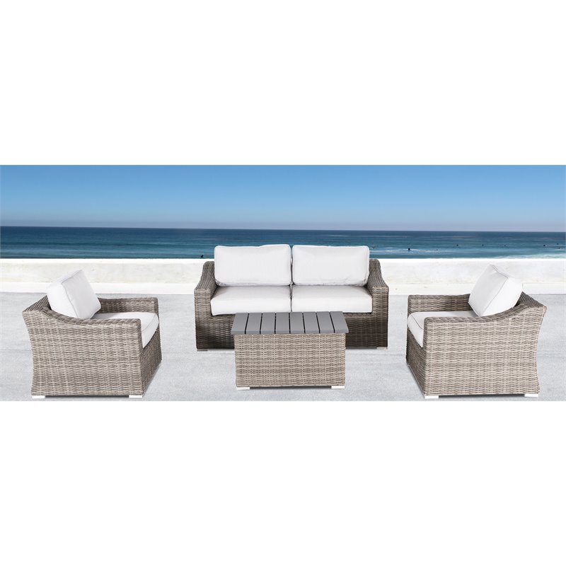 Living Source International Wicker and Olefin Dayse Seating Group in Gray