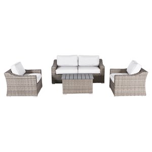 Living Source International Wicker and Olefin Dayse Seating Group in Gray