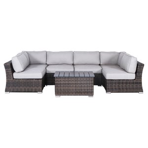 Living Source International 7-Piece Outdoor Set with Cushions in Espresso/Gray