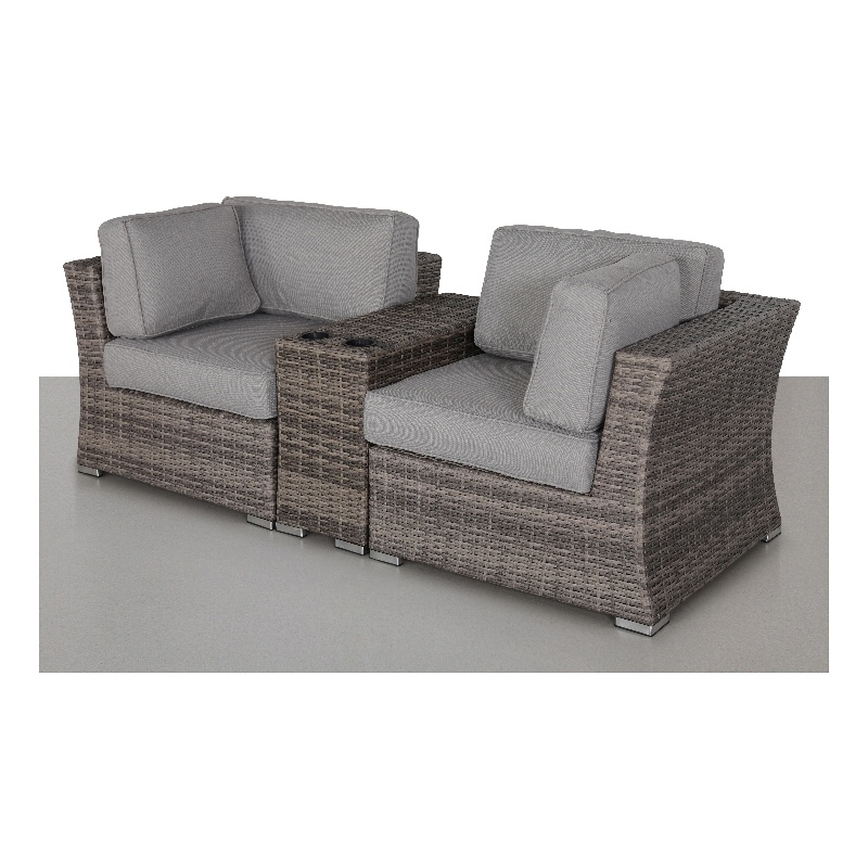 Living Source Intl 3-Piece Wicker / Rattan Sectional Seating Group in Gray