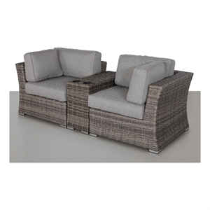 Living Source Intl 3-Piece Wicker / Rattan Sectional Seating Group in Gray