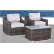 Living Source International 3-Piece Wicker Conversation Set in Espresso/Gray