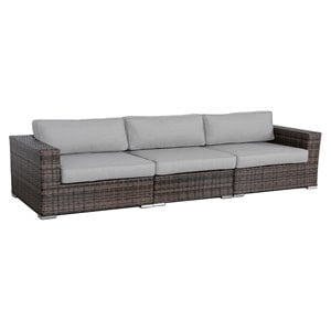 Living Source International Wicker Patio Sofa with Cushions in Gray