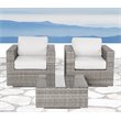 Living Source International 3-Piece Double Club Sectional Set in Gray/Canvas