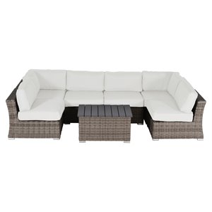 Living Source International 7-Piece Outdoor Set with Cushions in Gray/Canvas