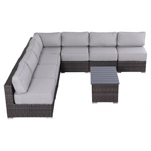 Living Source International 8-Piece Seating Group w/ Cushion in Brown/Gray