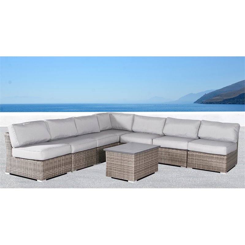 Living Source International 8-Piece Sectional Seating Group with Cushions - Gray