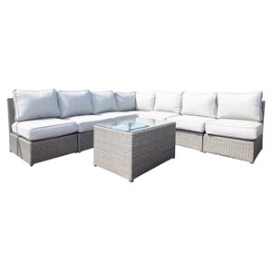 Living Source International 8-Piece Sectional Seating Group with Cushion in Gray