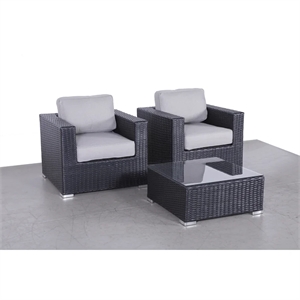 Living Source International 3-Piece Wicker / Rattan Seating Group in Brown