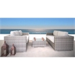 Living Source 3-Piece Wicker / Rattan Sectional Seating Group w/Cushions in Gray
