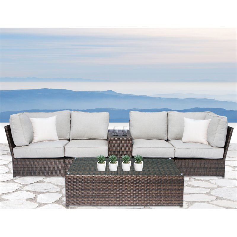 Living Source International 6-Piece Outdoor Conversation Set in Espresso Finish
