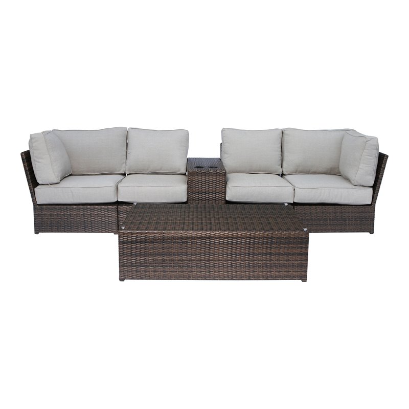 Living Source International 6-Piece Outdoor Conversation Set in Espresso Finish