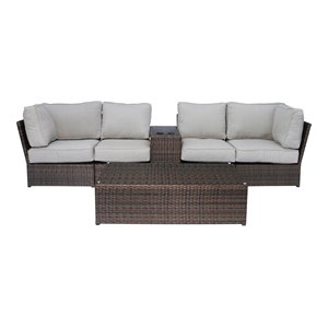 Living Source International 6-Piece Outdoor Conversation Set in Espresso Finish