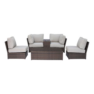 Living Source International 6-Piece Wicker Outdoor Conversation Set in Espresso