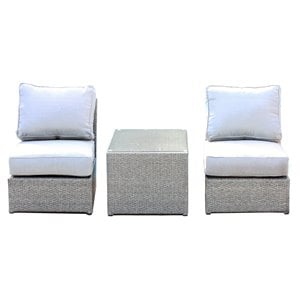 Living Source International 3-Piece Patio Furniture Set with Cushions in Gray