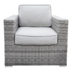 Living Source 33&quot Wicker / Rattan Tufted Polyester Armchair and Ottoman in Gray