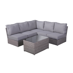 Living Source Intl 6-Piece Wicker / Rattan Sectional Set with Cushions in Gray