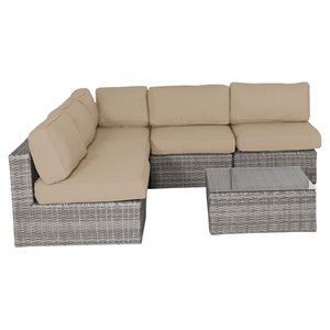 Living Source International 6-Piece Outdoor Set in Gray/Beige