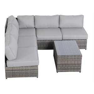 Living Source International 6-Piece Outdoor Conversation Set w/ Cushion - Gray