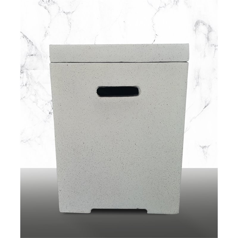 Living Source International Concrete Fire Pit Propane Tank Cover in White Stone