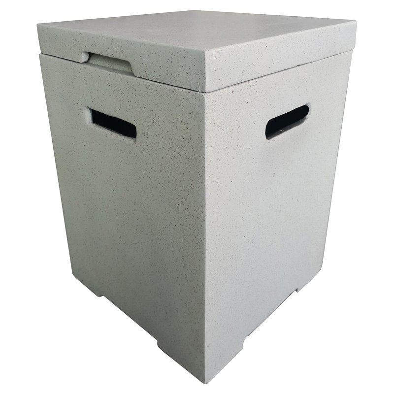 Living Source International Concrete Fire Pit Propane Tank Cover in White Stone