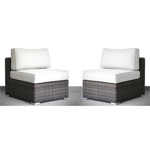 Living Source International 2PC Wicker / Rattan Seating Group w/Cushions in Gray