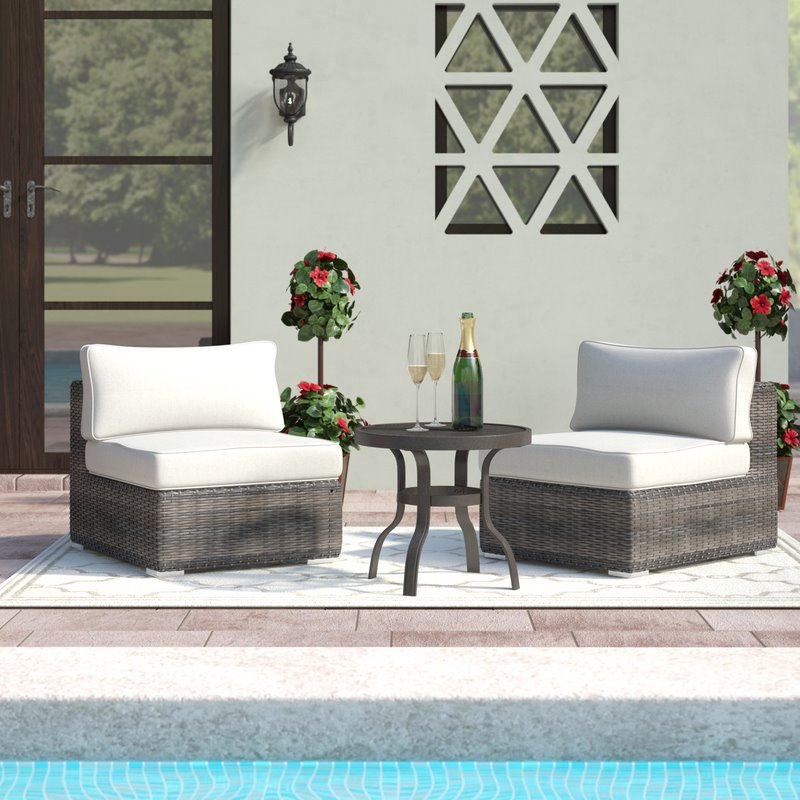 Living Source International 2-Piece Wicker Seating Group with Cushion in Gray