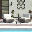 Living Source International 2-Piece Wicker Seating Group with Cushion in Gray