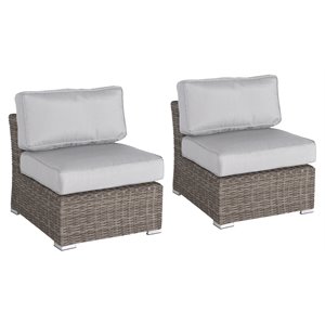 Living Source International 2-Piece Wicker Seating Group with Cushion in Gray