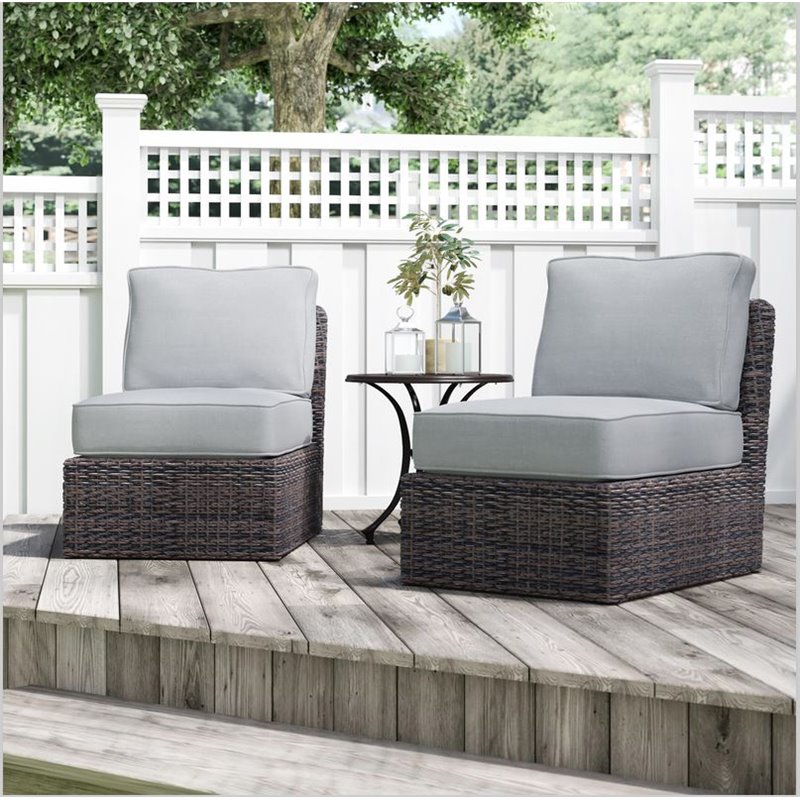 Living Source International Armless Patio Chairs in Gray/Brown (Set of 2)