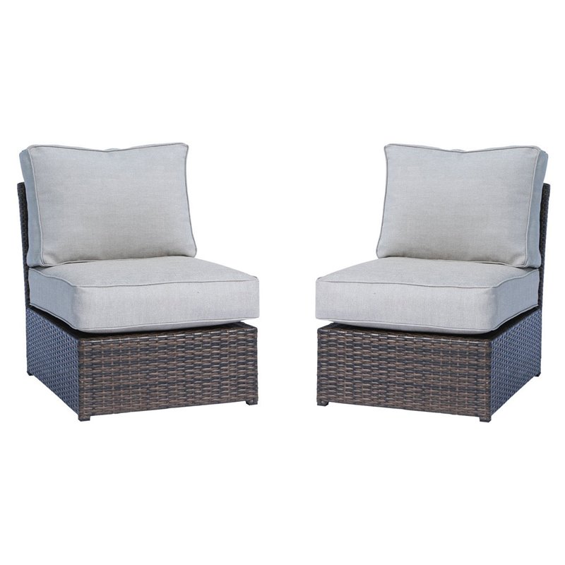Living Source International Armless Patio Chairs in Gray/Brown (Set of 2)