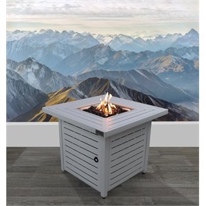 Living Source International Modern Metal Outdoor Fire Pit Table in White