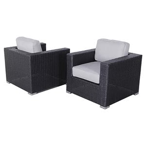 Living Source International Patio Chairs with Cushions in Black/Gray (Set of 2)