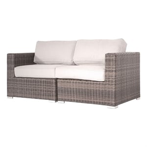 Living Source International Outdoor Wicker / Rattan Loveseat w/Cushions in Brown