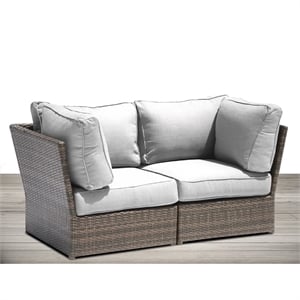 Living Source International 66&quot Wicker / Rattan Outdoor Loveseat in Brown/Gray