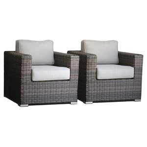 Living Source International Patio Chairs w/Cushions in Espresso/Gray (Set of 2)
